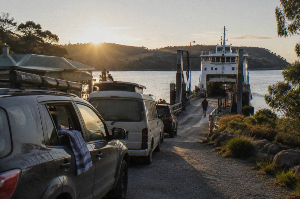 Vehicles queued on the ramp at the Kettering ferry terminal before boarding